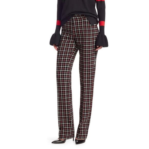 Akris Punto Francoise Slim Straight Pant (Sz 4) Glen Check Plaid Black Red - Picture 3 of 16